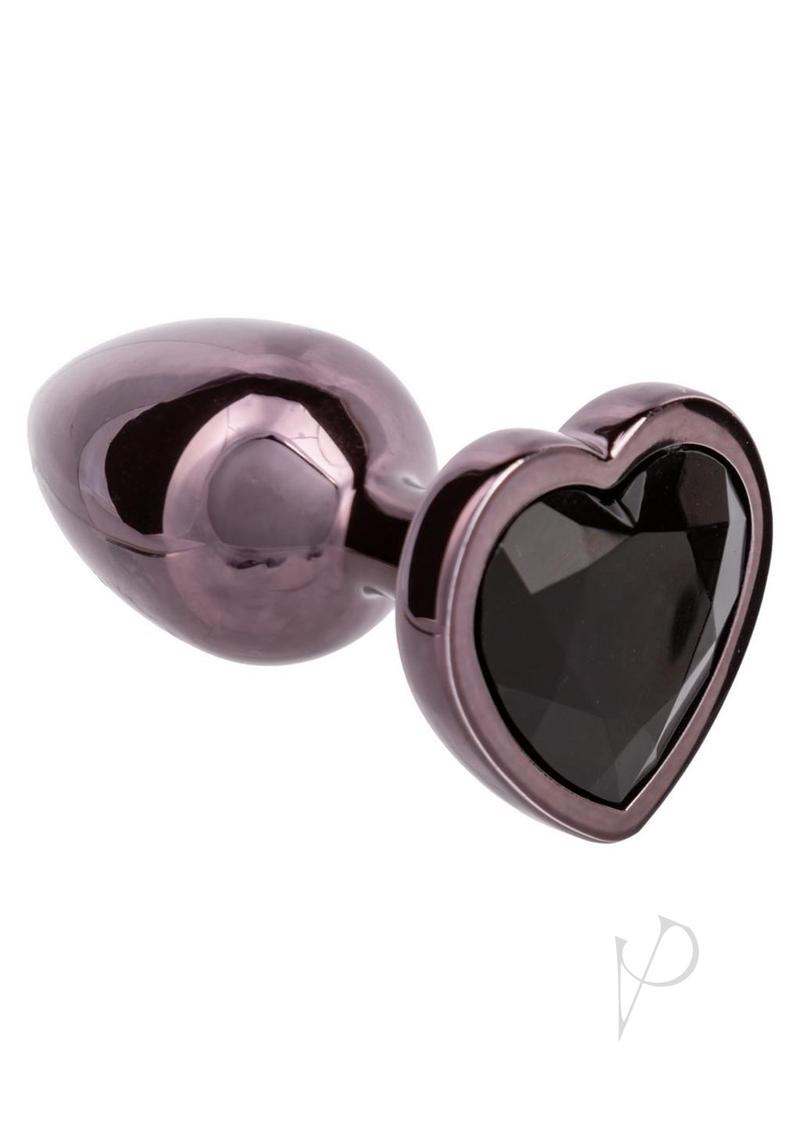 Jewel Black Diamond Heart Anal Plug - Small - Black