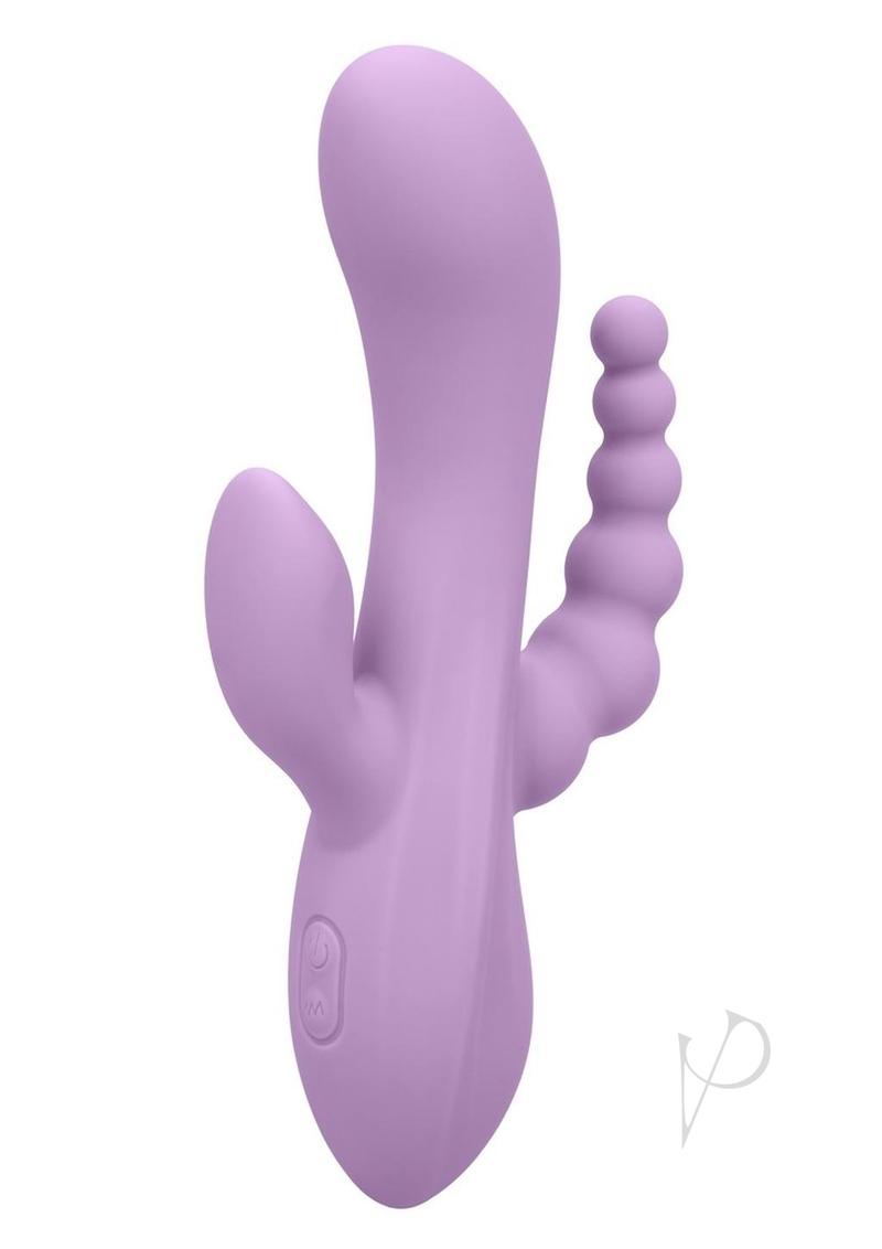 Flex Bend and Hold Triple Rumbler Rechargeable Silicone Triple Stimulation Vibrator - Purple
