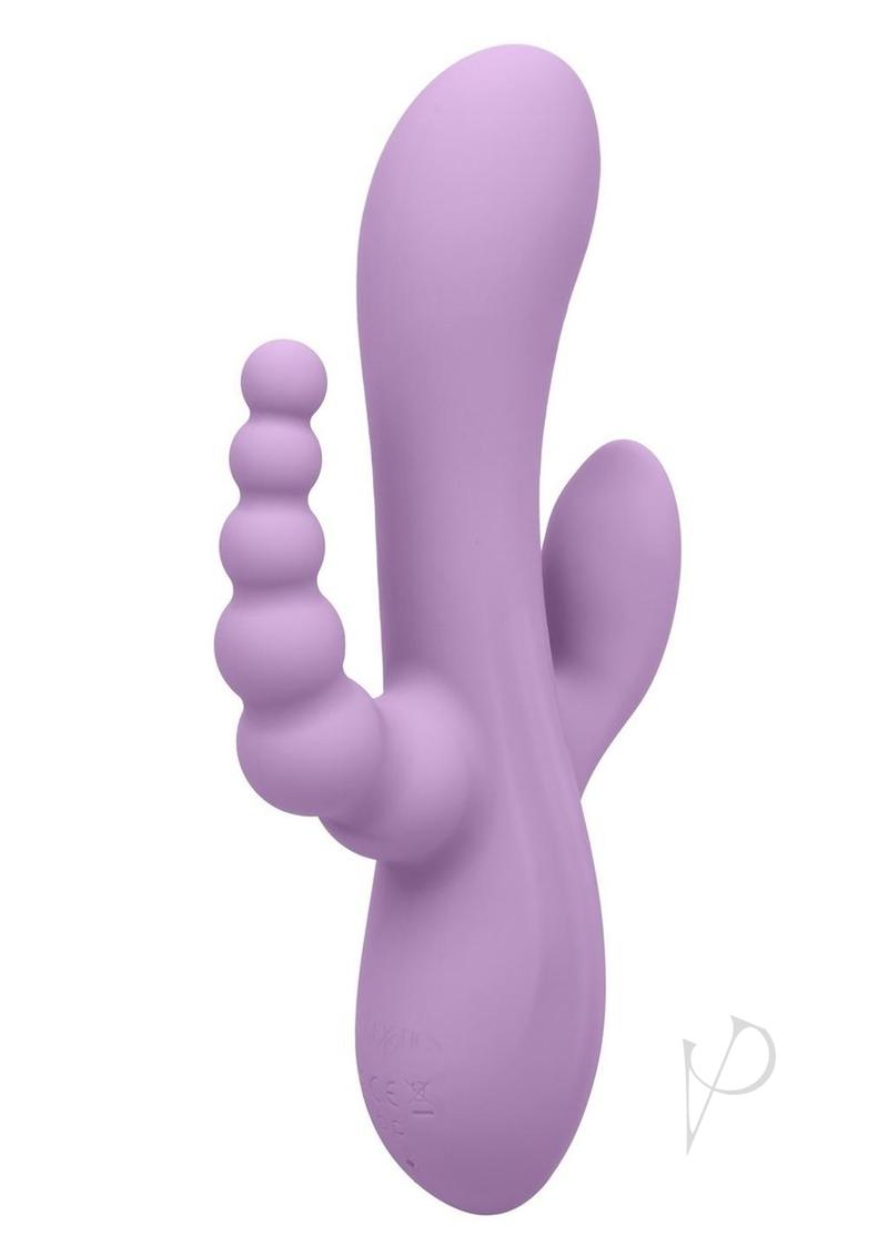 Flex Bend and Hold Triple Rumbler Rechargeable Silicone Triple Stimulation Vibrator - Purple