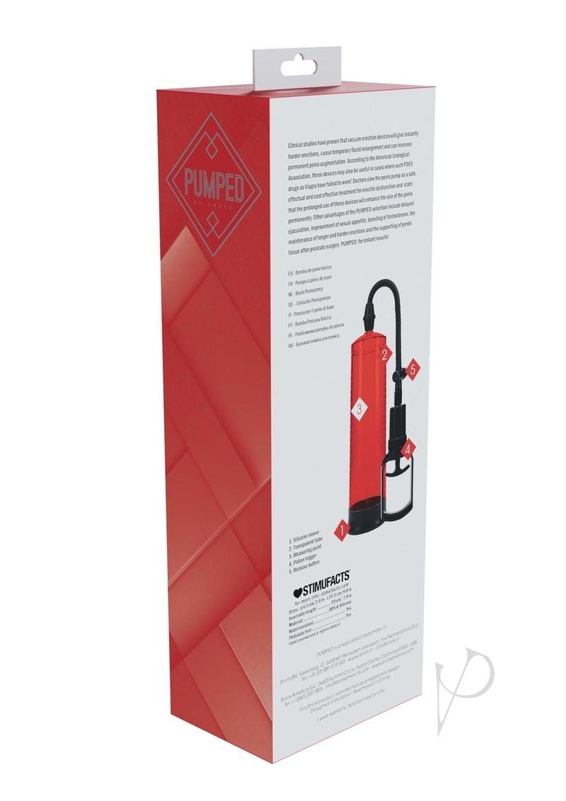 Pumped Basic Pump 2 Water Resistant Silicone Penis Pump Red