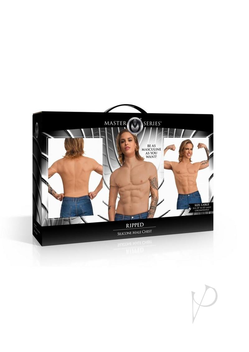 Master Series Ripped Silicone Male Chest Shirt - Large - Vanilla