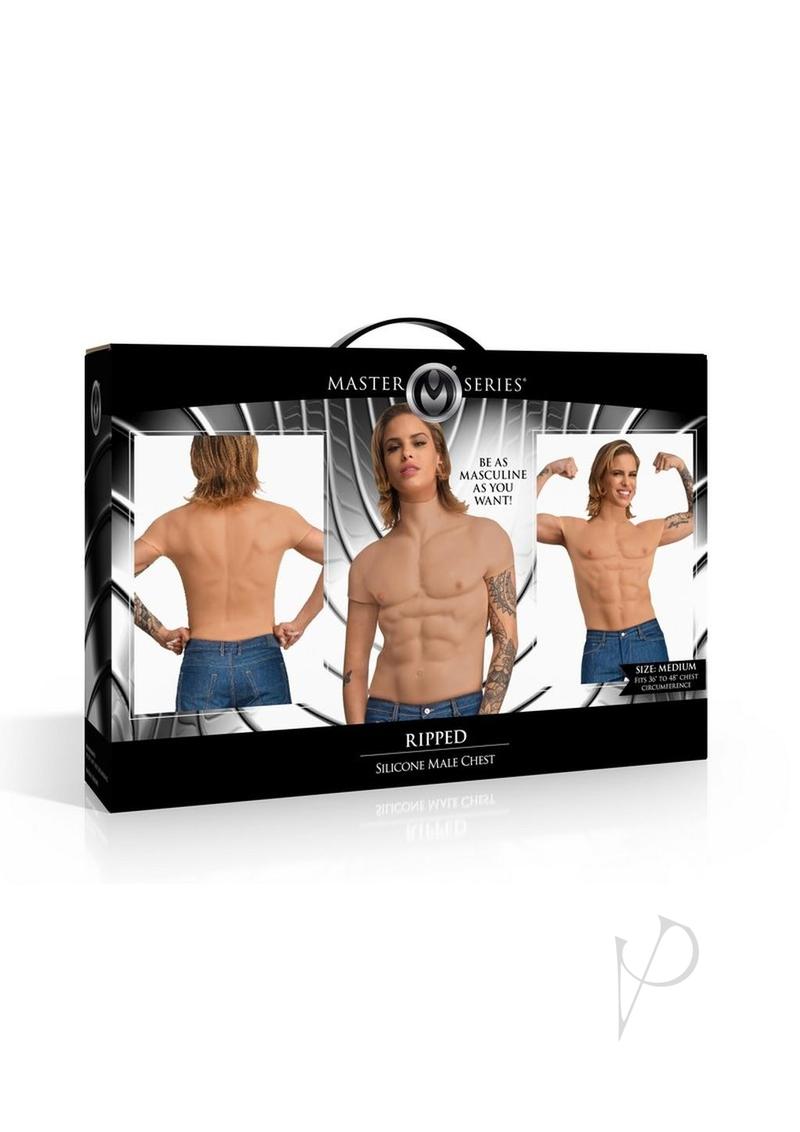 Master Series Ripped Silicone Male Chest Shirt - Medium - Vanilla