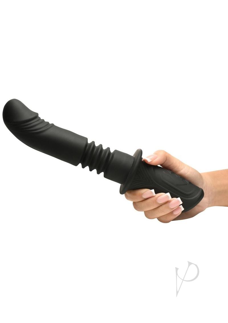 Master Series Power Thrust Rechargeable Thrusting Silicone Vibrator - Black