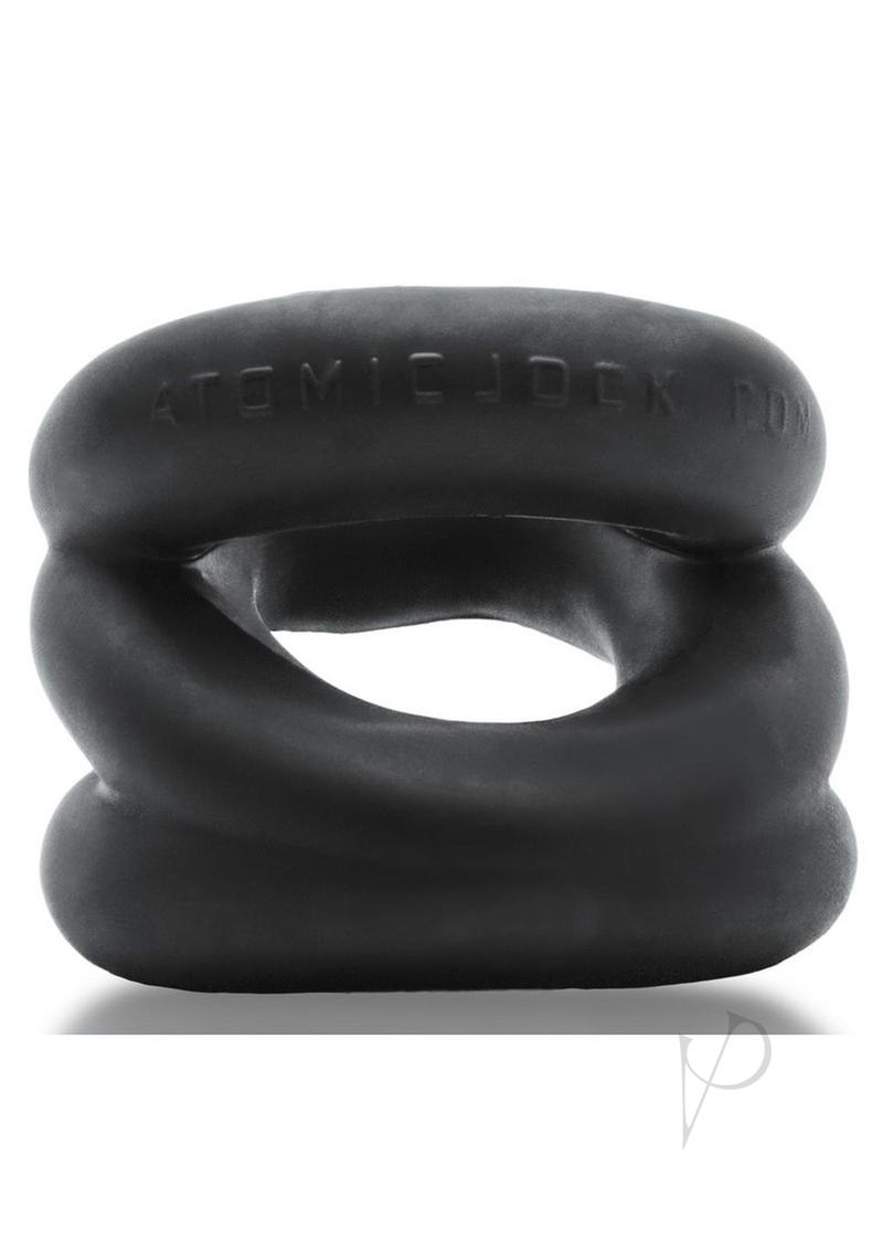 Oxballs Atomic Jock Z-Balls Cock Ring and Ball Stretcher Night Edition - Black