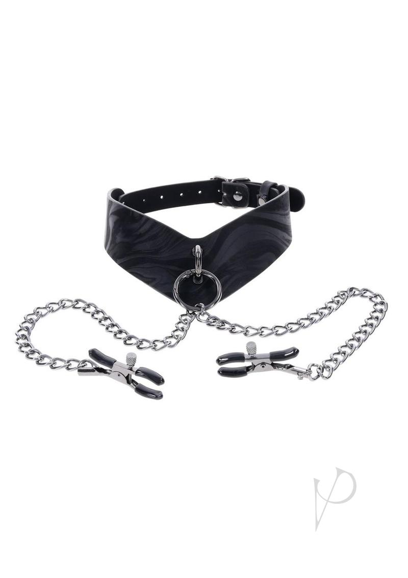Velvet Noir Collar and Removable Clamps - Black