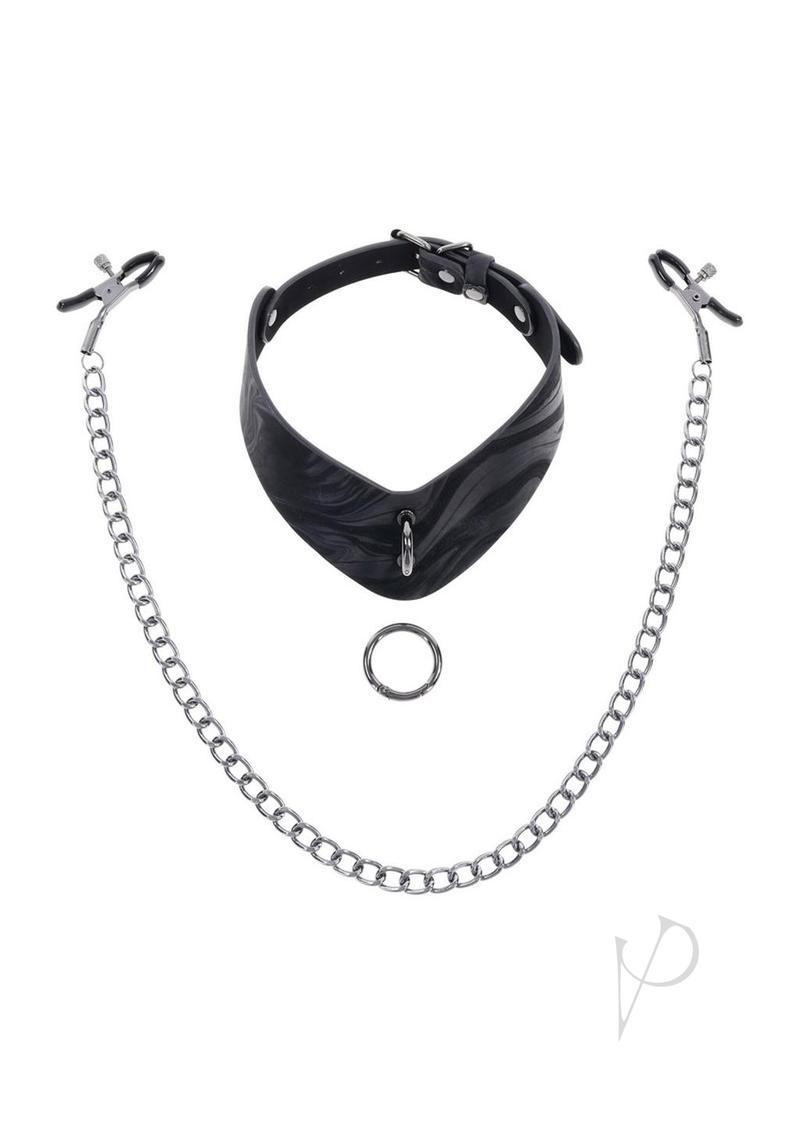 Velvet Noir Collar and Removable Clamps - Black