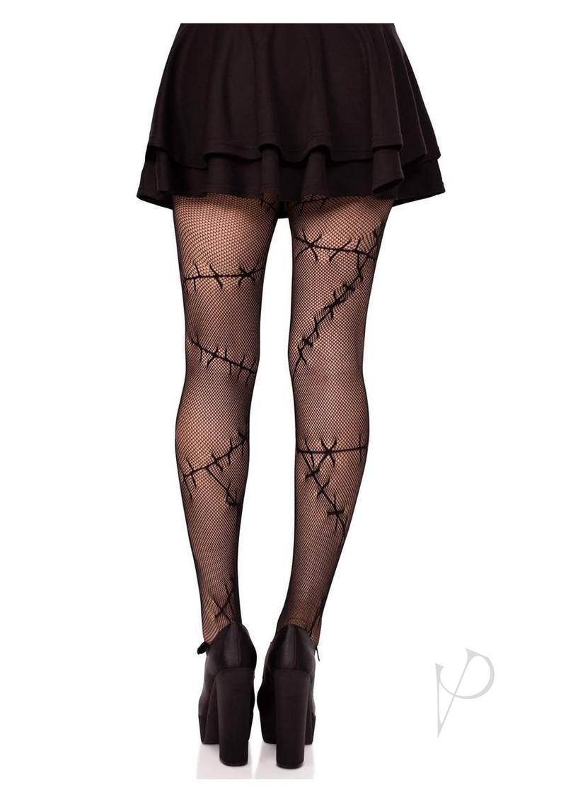 Leg Avenue Stiched Up Net Tights - Black - O/S