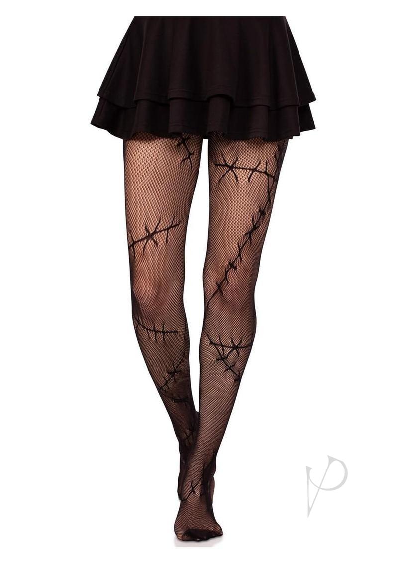 Leg Avenue Stiched Up Net Tights - Black - O/S