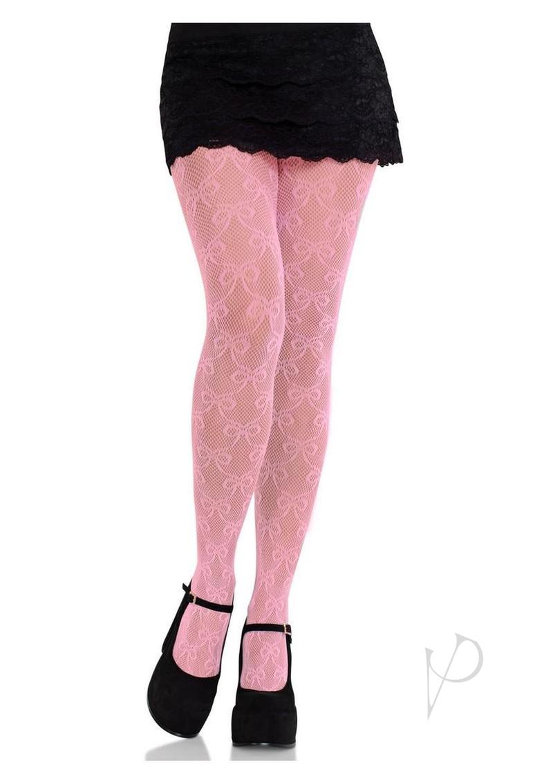 Leg Avenue Bow Net Tights - Pink - O/S