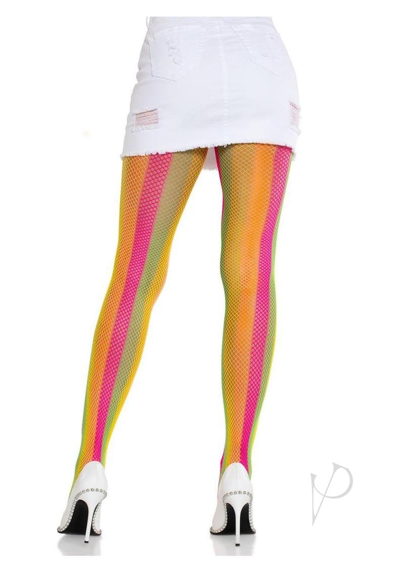 Leg Avenue Neon Rainbow Striped Tights - Multicolor - O/S