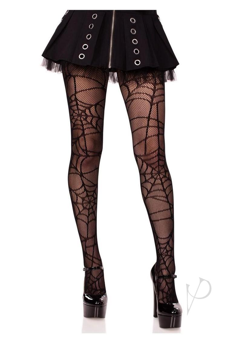 Leg Avenue Spiderweb Net Tights - Black - O/S