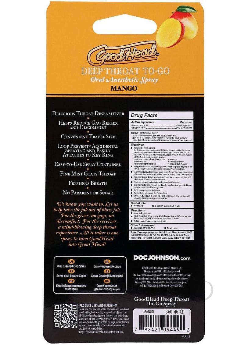 GoodHead Deep Throat To-Go Oral Anesthetic Spray Mango .30oz