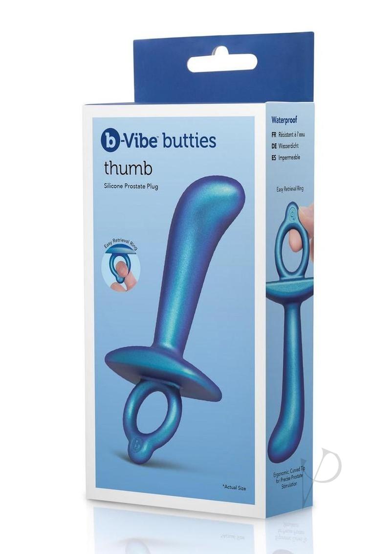 B-Vibe Butties Thumb Silicone Prostate Plug - Navy Blue