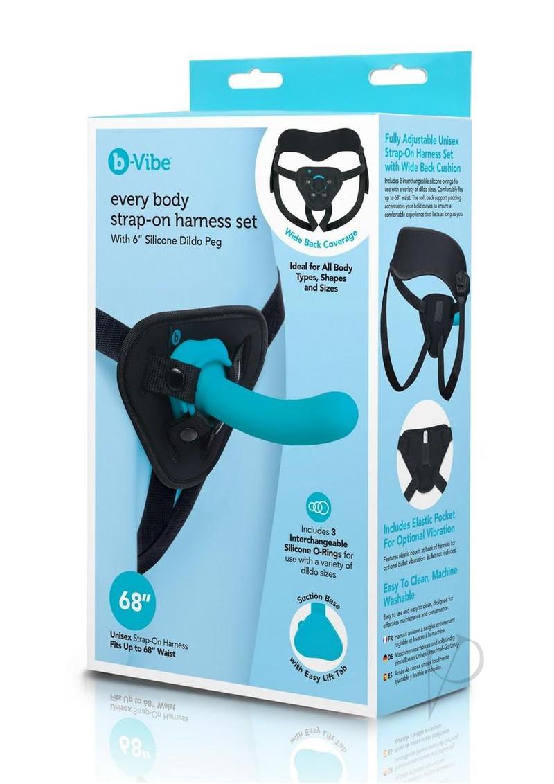 B Vibe Everybody Strap On Harness Set with Silicone Dildo Peg 6in - Teal
