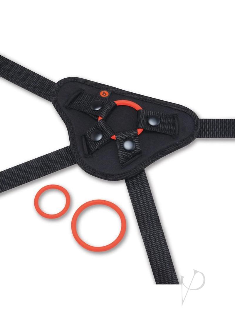 B Vibe Beginner Strap On Harness Set with Silicone Dildo Peg 5in - Orange