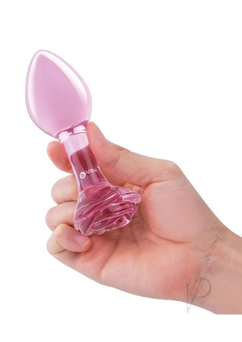 B Vibe Pink Roses Glass Butt Plug Training Set 2Pc