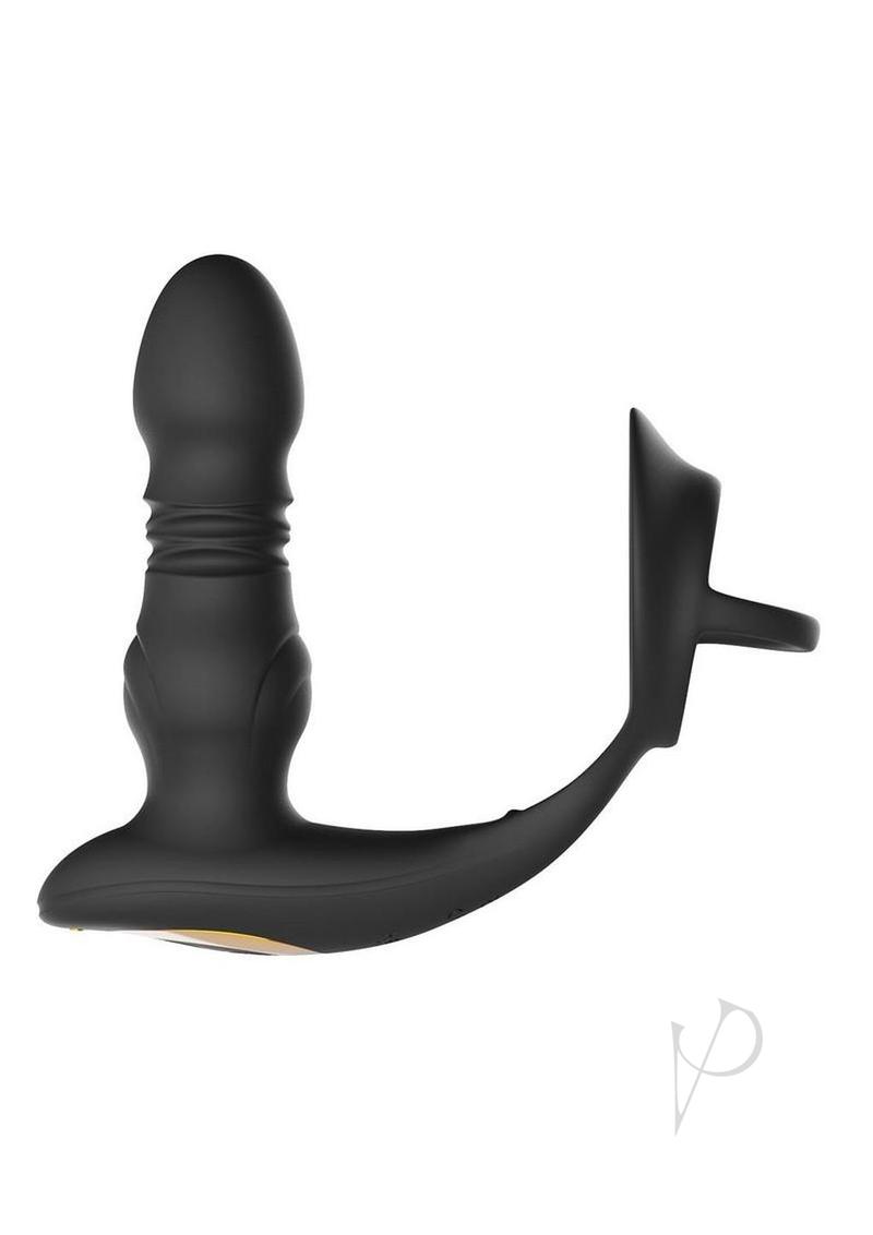 Cyrus App Control Thrusting Rechargeable Prostate Massager with Cock Ring - Black