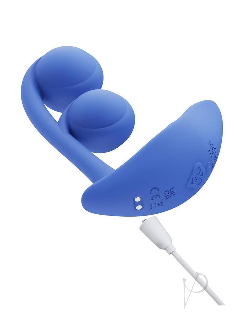 Melody Pressure Sensing App-Controlled Rechargeable Silicone Twin Balls Clit and G-spot Vibrator - Blue