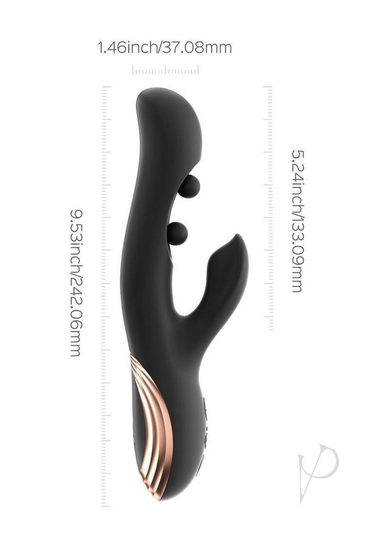 Gem Pressure Sensing App-Controlled Twin Balls Rabbit Vibrator - Black/Gold