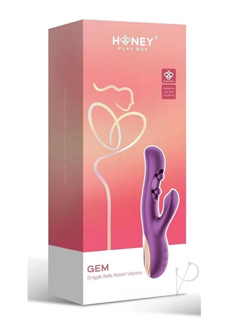 Gem Pressure Sensing App-Controlled Twin Balls Rabbit Vibrator - Purple/Gold