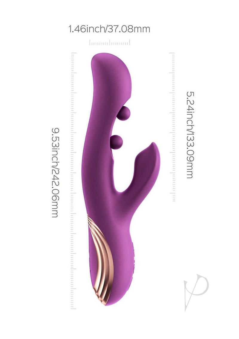 Gem Pressure Sensing App-Controlled Twin Balls Rabbit Vibrator - Purple/Gold
