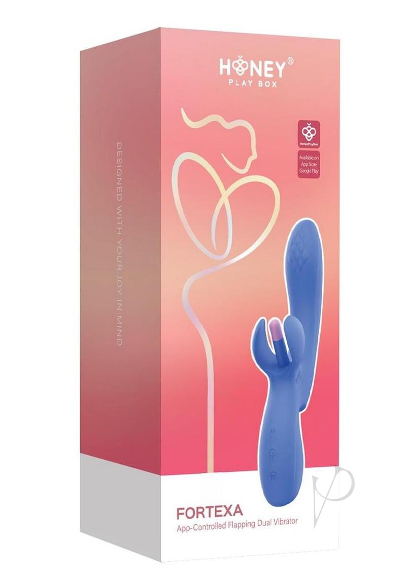 Fortexa Kinky Finger Flapping Rechargeable Silicone Clit and G-Spot Vibrator with App Control - Blue/Pink