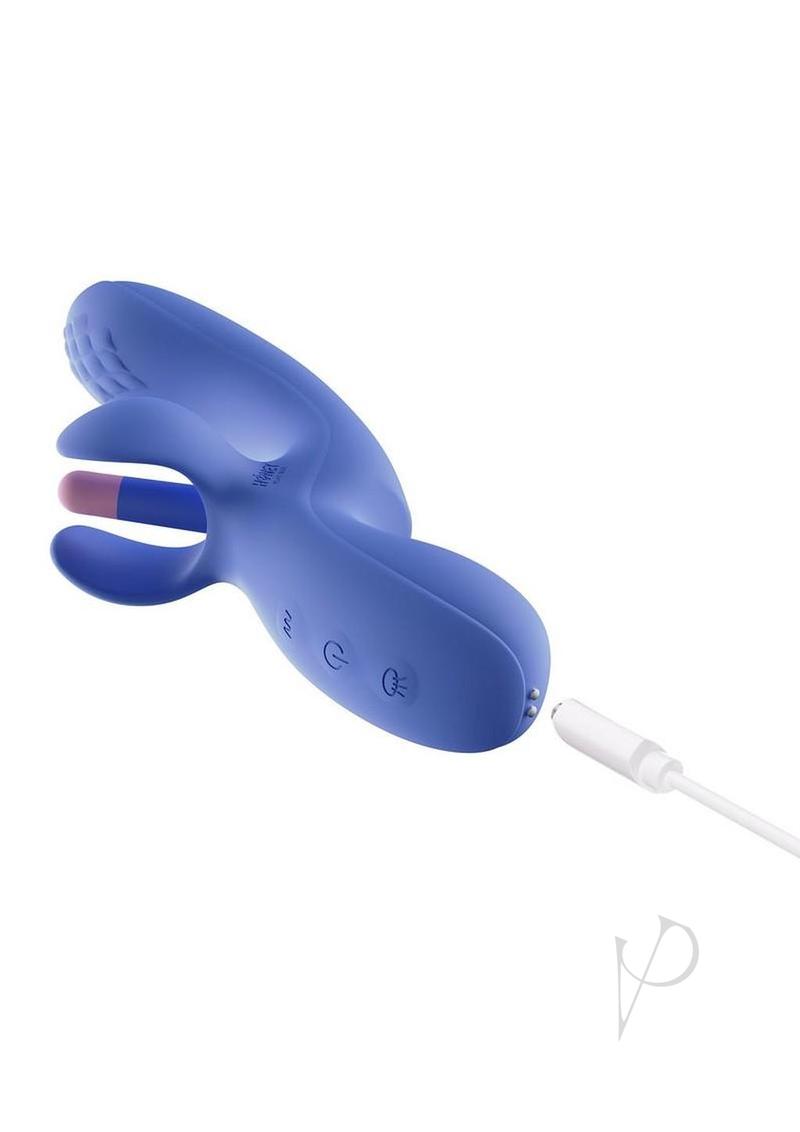 Fortexa Kinky Finger Flapping Rechargeable Silicone Clit and G-Spot Vibrator with App Control - Blue/Pink