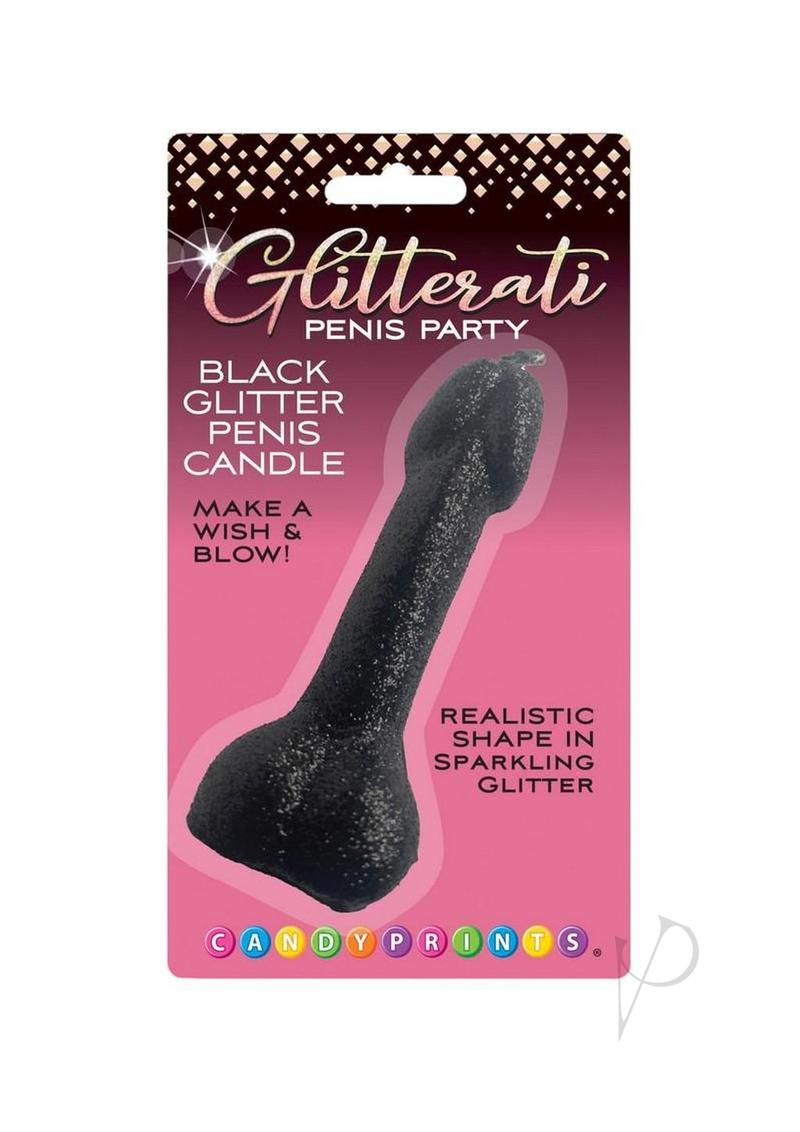 Glitterati Penis Candle - Black Glitter