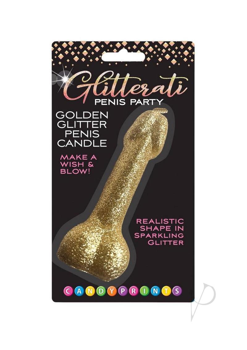 Glitterati Penis Candle - Gold Glitter