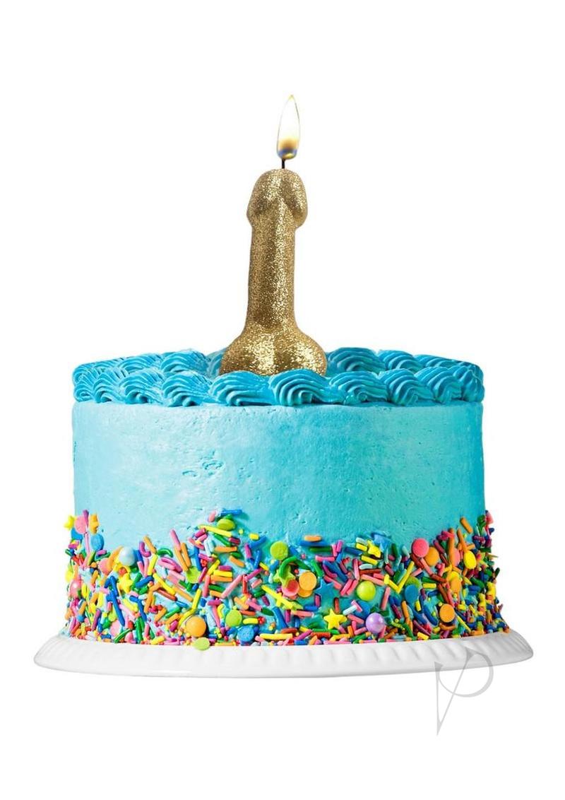 Glitterati Penis Candle - Gold Glitter