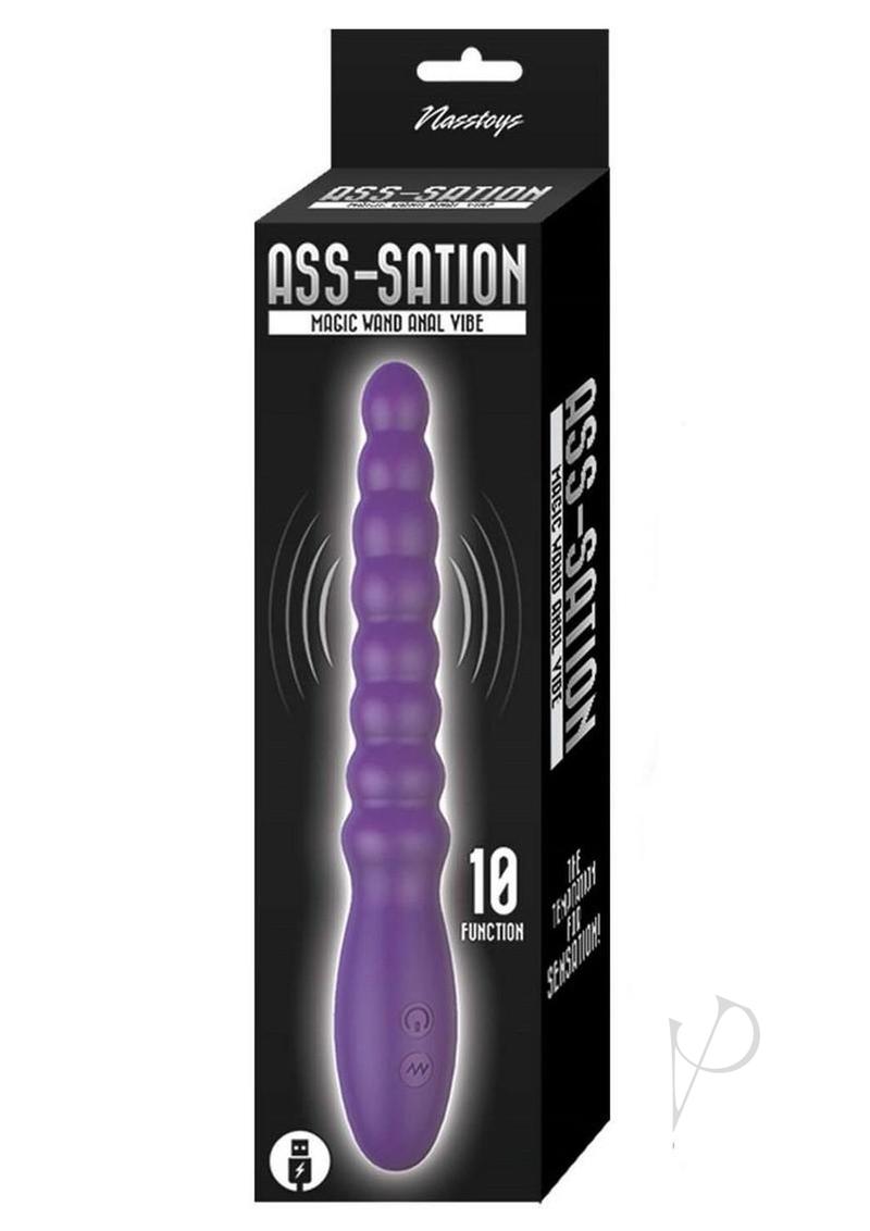 Ass-Sation Magic Wand Rechargeable Silicone Anal Vibrator - Purple