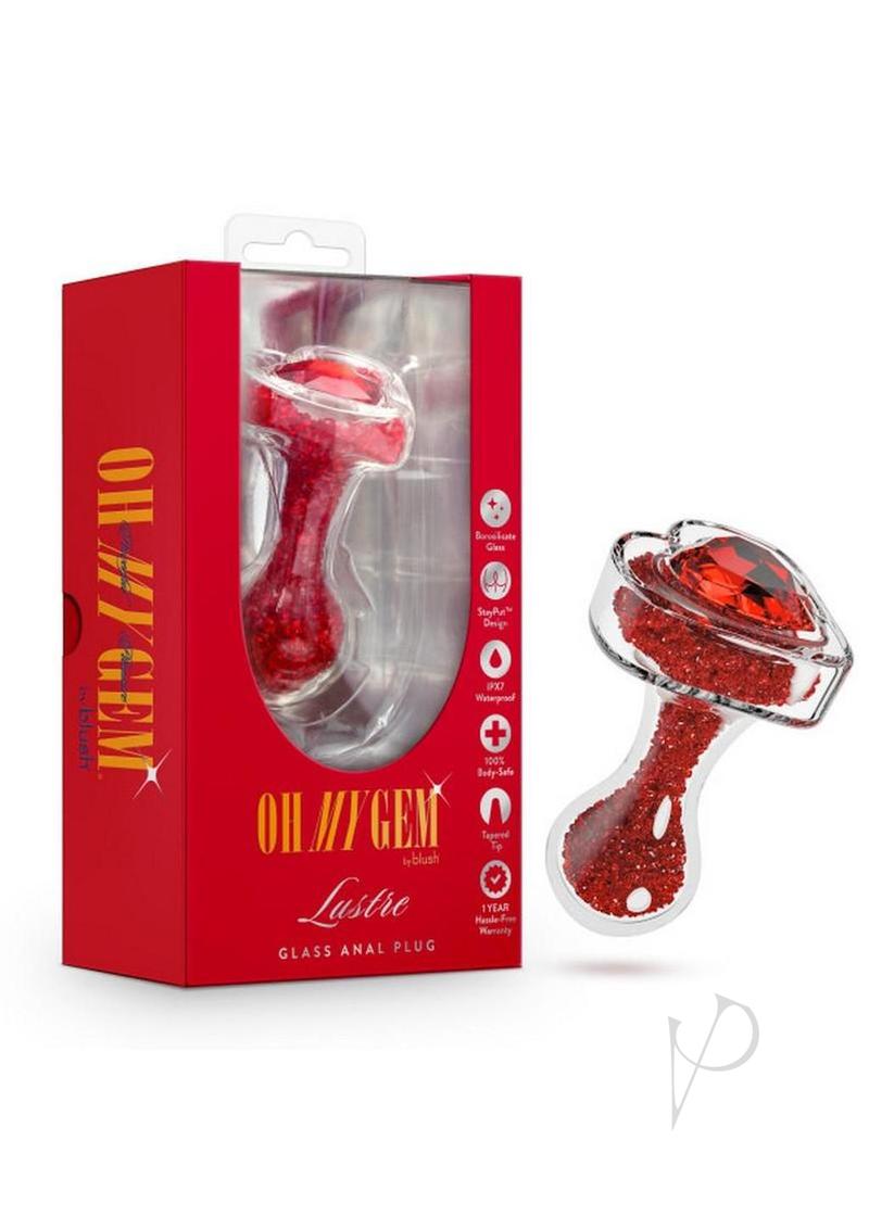 Oh My Gem Lustre Glass Anal Plug - Red