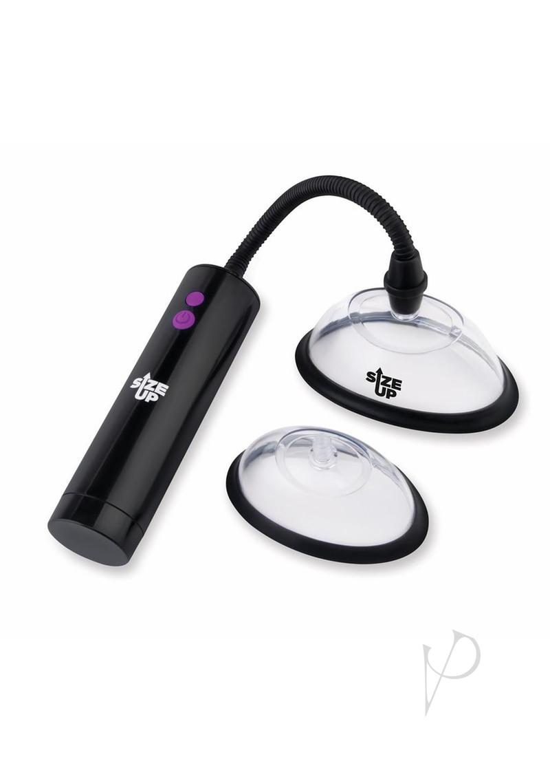 Size Up Rechargeable Pussy Pump Two Chambers - Black/Clear