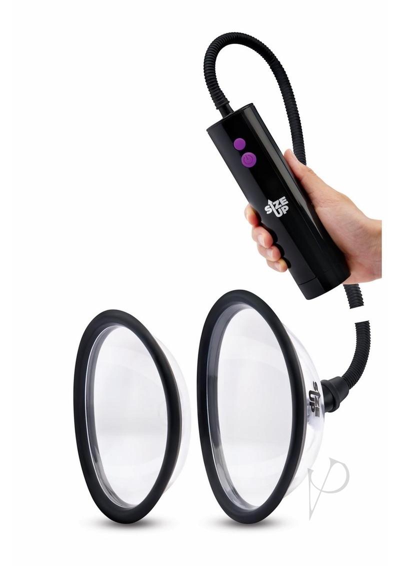Size Up Rechargeable Pussy Pump Two Chambers - Black/Clear