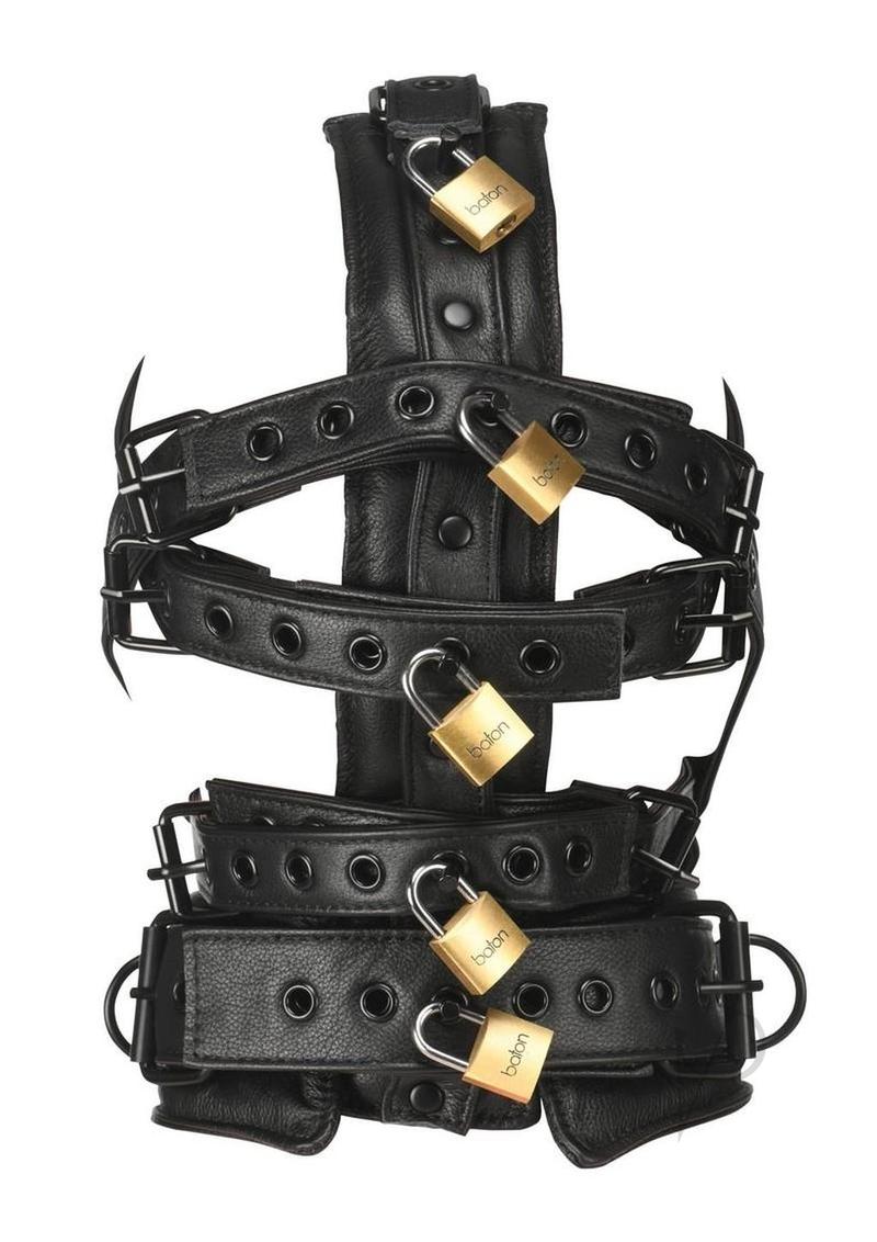 Master Series Leather Head Harness with Muzzle - Black