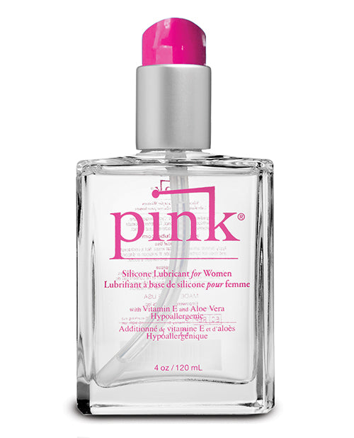 Pink Glass Silicone Lubricant Bottle 4oz
