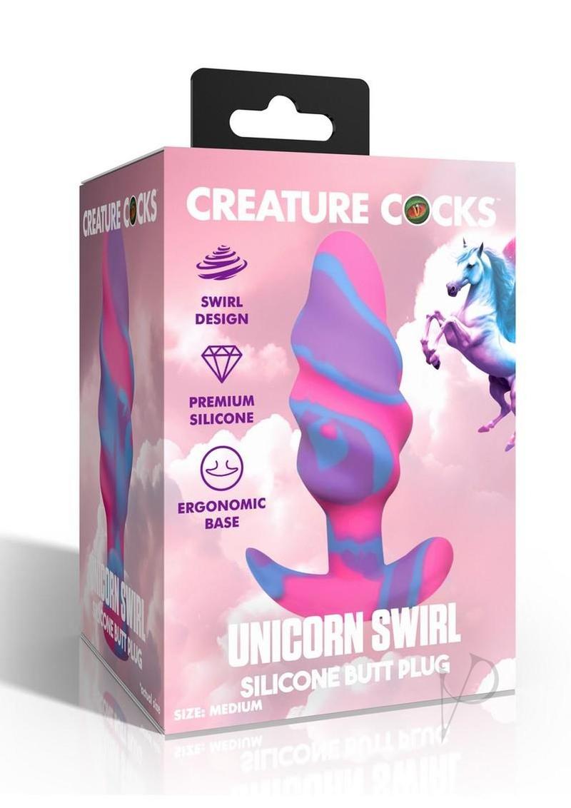 Creature Cocks Unicorn Swirl Silicone Butt Plug - Medium - Multicolor