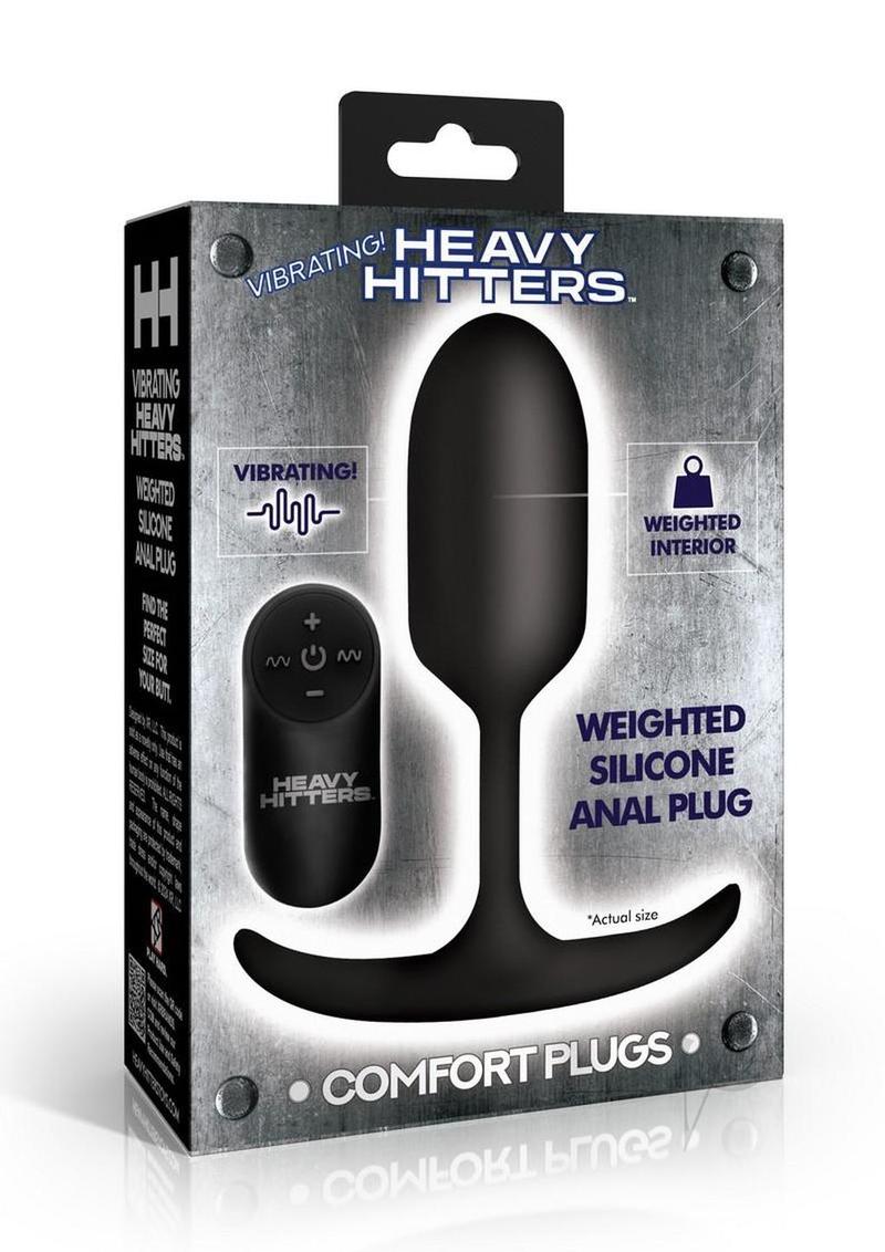 Heavy Hitters Vibrating Weighted Rechargeable Silicone Anal Plug - Large - Black