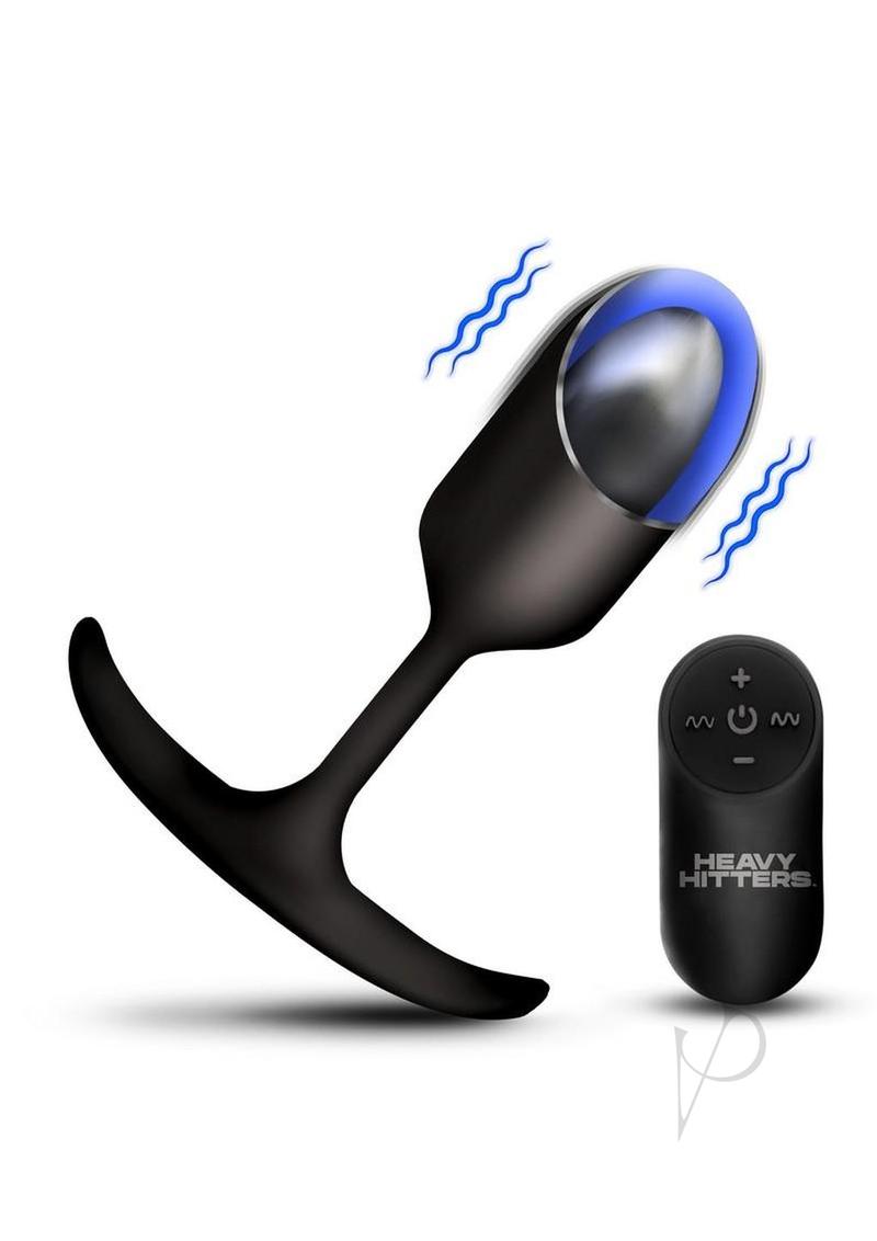 Heavy Hitters Vibrating Weighted Rechargeable Silicone Anal Plug - Large - Black