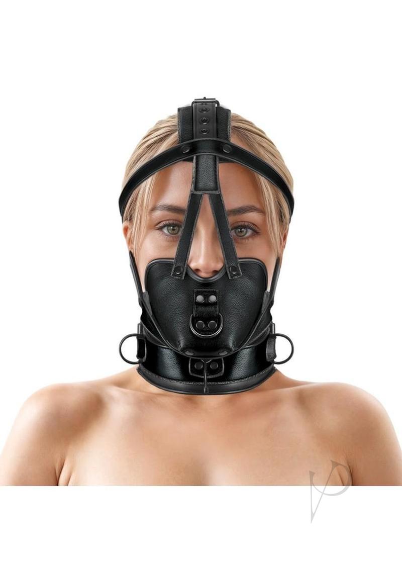 Master Series Lockable Head Harness with Muzzle - Black