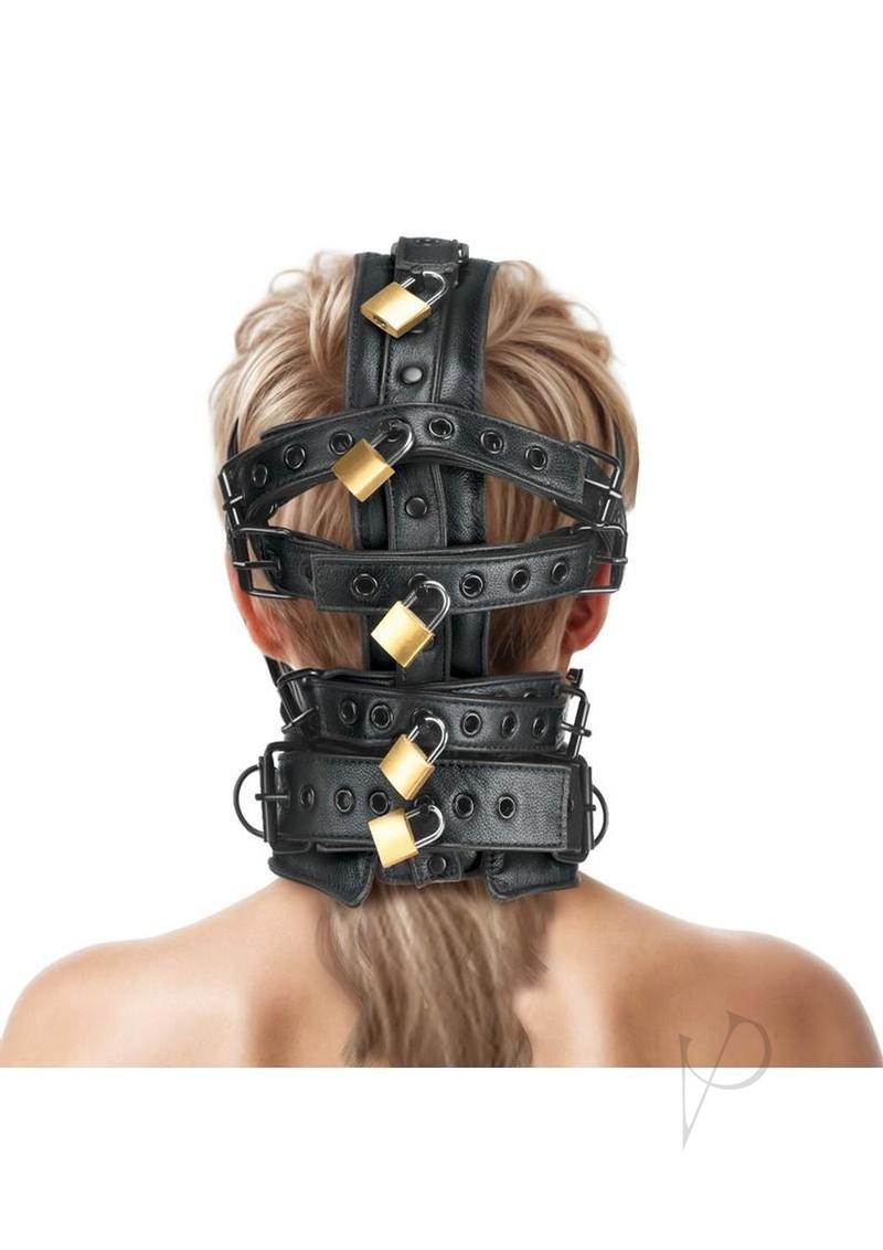 Master Series Lockable Head Harness with Muzzle - Black
