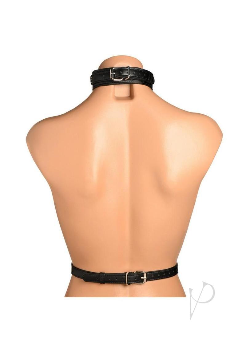 Master Series Vixen Female Chest Vegan Leather Harness - Black