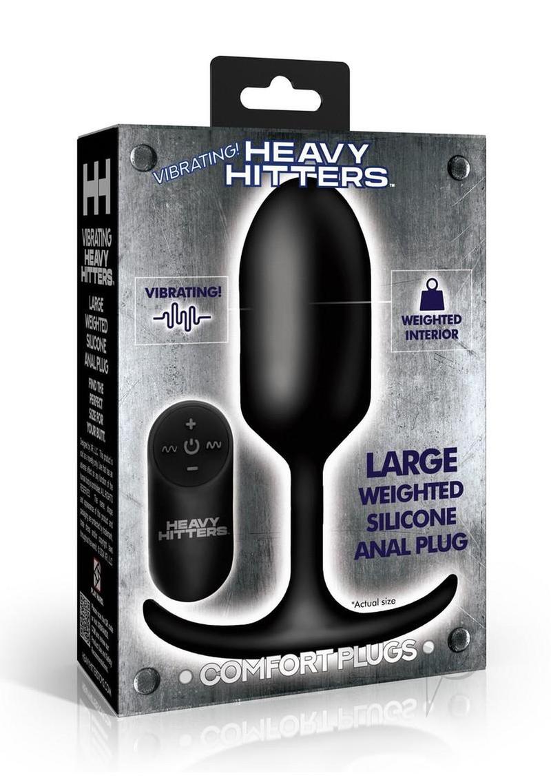 Heavy Hitters Vibrating Weighted Silicone Anal Plug - Medium - Black