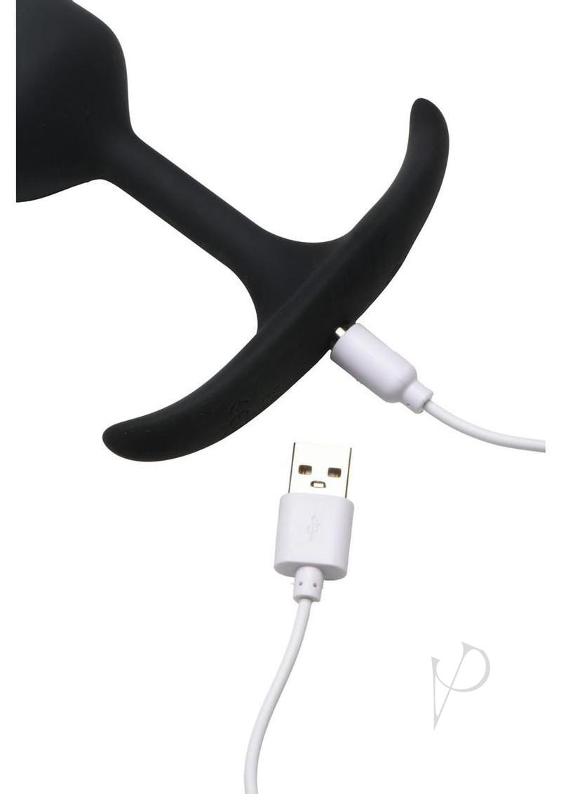 Heavy Hitters Vibrating Weighted Silicone Anal Plug - Medium - Black