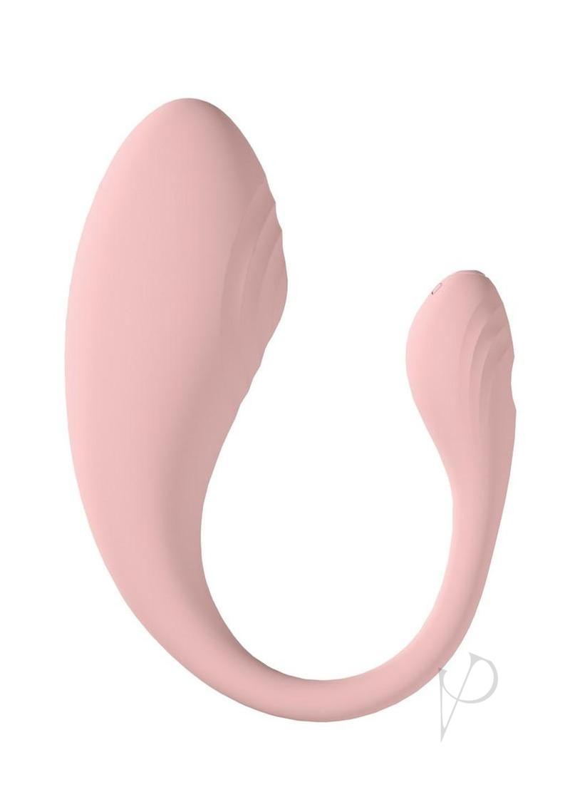 Loveline Wave C-Shape Vibe 10 Function Silicone Rechargeable Vibrator with Remote Control - Pink