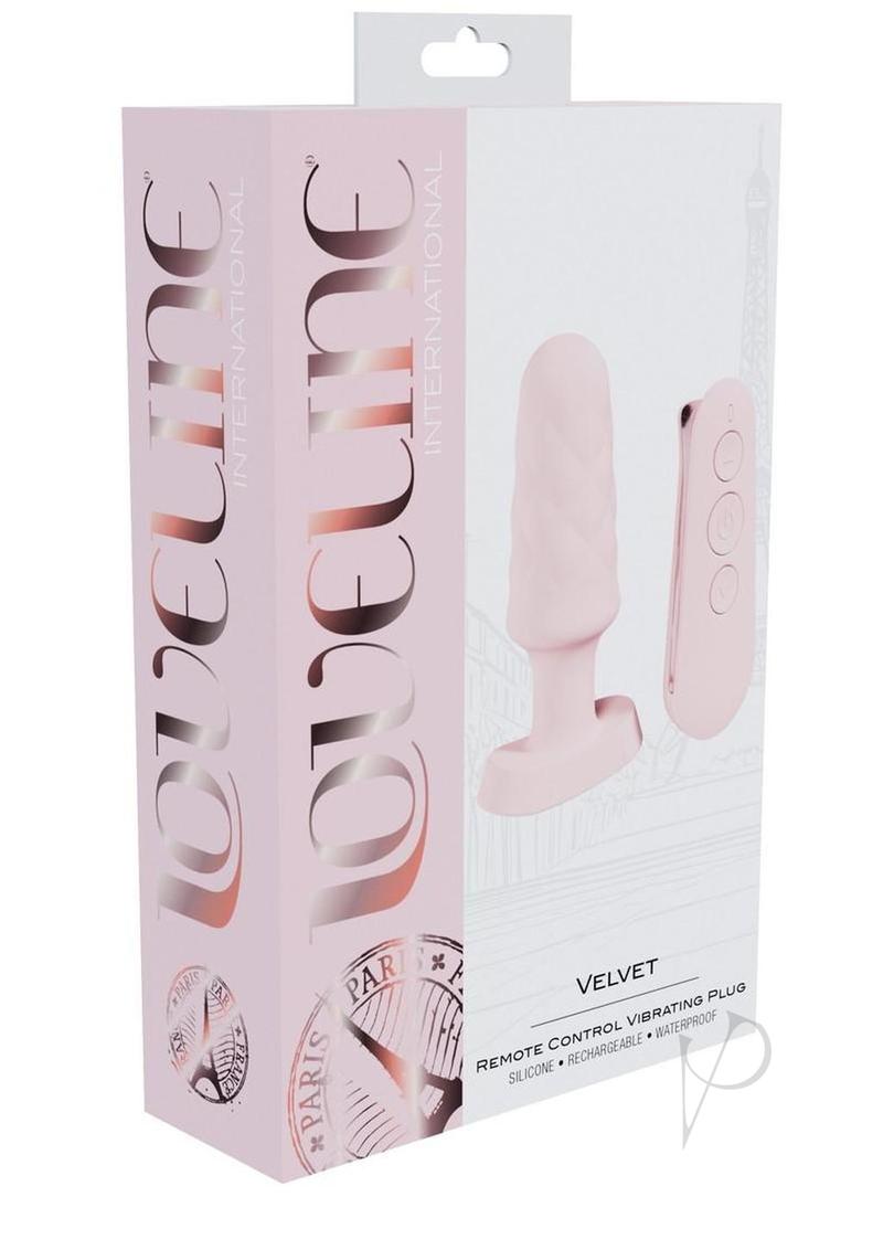 Loveline Velvet Silicone Rechargeable Vibrating Anal Plug with Remote Control - Pink