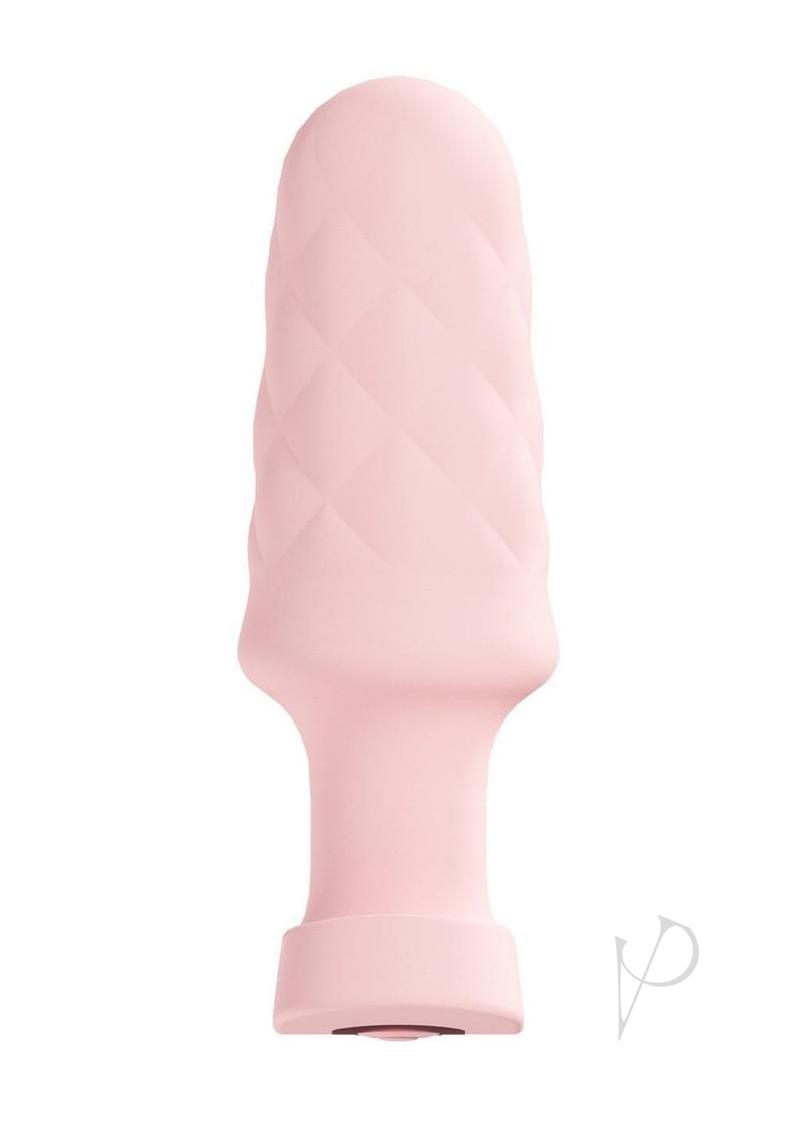 Loveline Velvet Silicone Rechargeable Vibrating Anal Plug with Remote Control - Pink