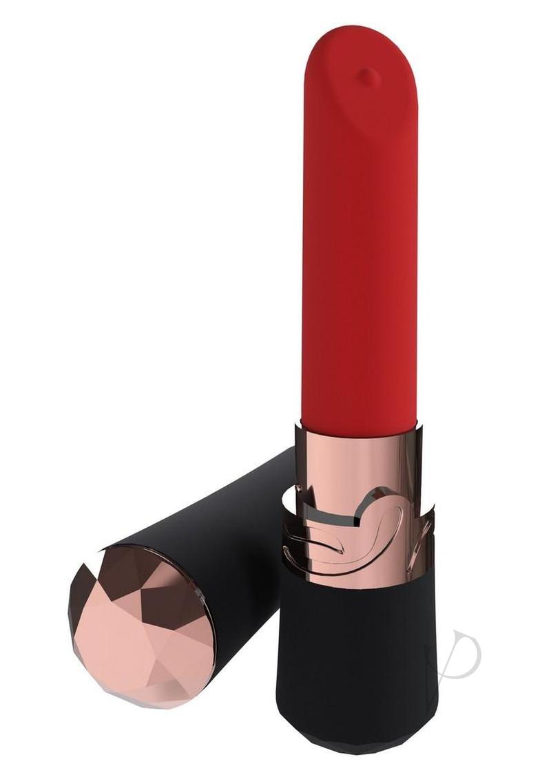 Loveline Dahlia 10 Function Silicone Lipstick Vibrator - Black/Red