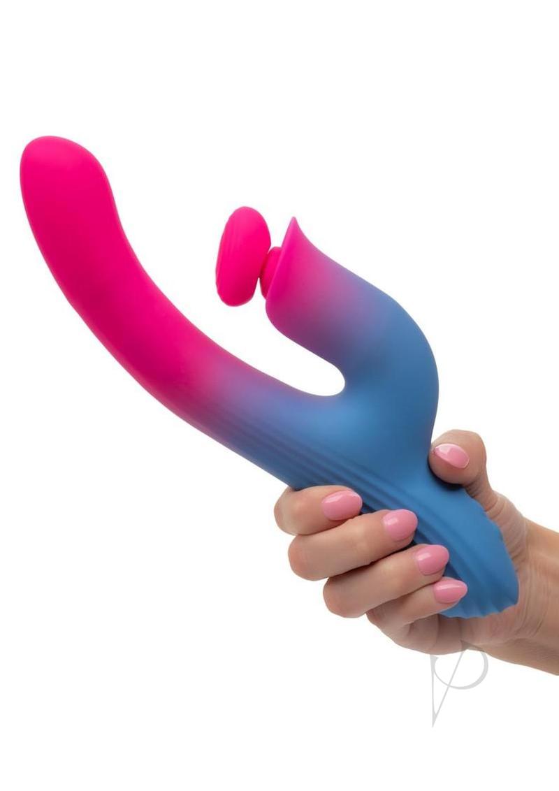 Elation Thrusting Rechargeable Silicone Dual Stimulator - Multicolor