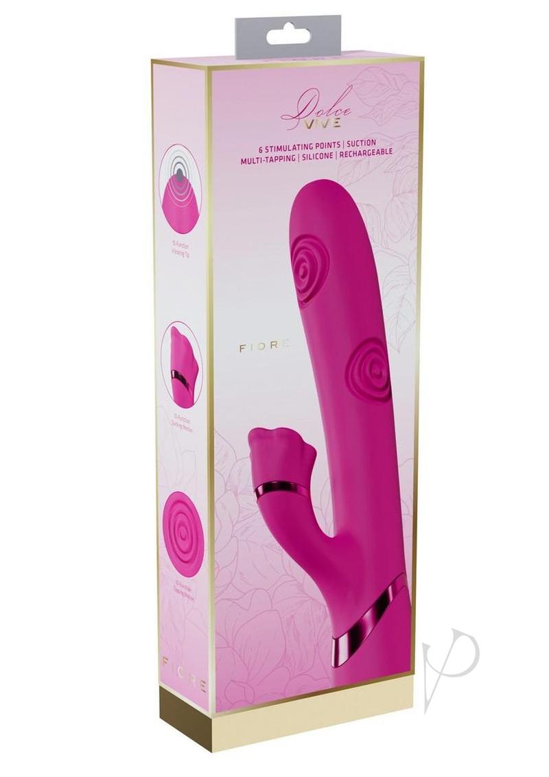 Vive Fiore Silicone Rechargeable Triple Motor G-Spot Air Wave Rabbit Vibration - Pink